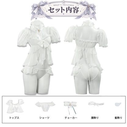 女神からの贈り物純白フリル水着コスチューム(LL/3L/4L)ハロウィン/コスプレ