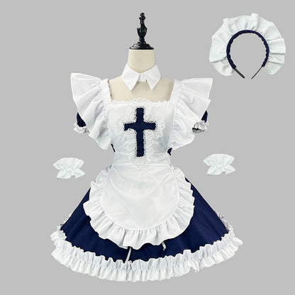 聖なるリボンクロスメイドNAVYワンピース(M/L/LL/3L/4L/5L/6L)ハロウィン/コスプレ