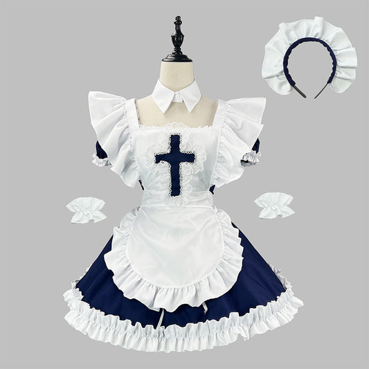 聖なるリボンクロスメイドNAVYワンピース(M/L/LL/3L/4L/5L/6L)ハロウィン/コスプレ