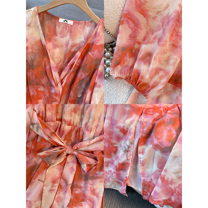 Flare Rose Art Chiffon Dress (3L/4L/5L/6L/7L)