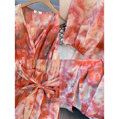 Flare Rose Art Chiffon Dress (3L/4L/5L/6L/7L)