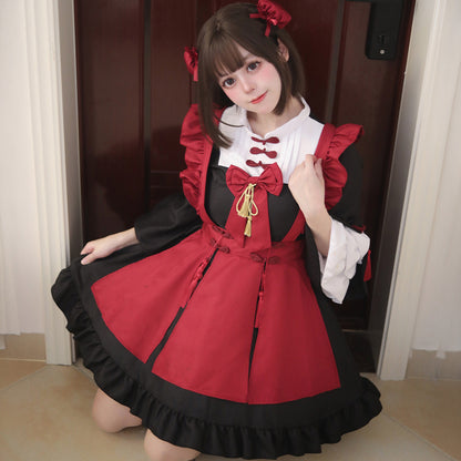 紅い月のチャイナメイドワンピース・ハロウィン・コスプレ(M/L/LL/3L/4L/5L/6L)