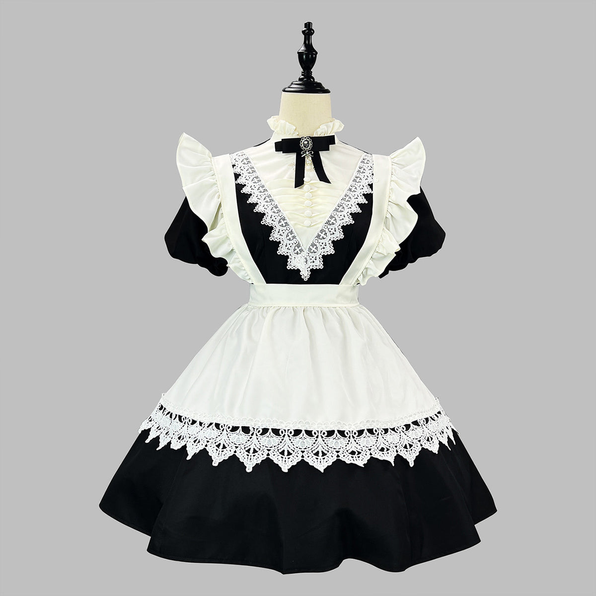 大きいサイズ レディース クラシカルノワール・ショートエプロンメイドドレス・ハロウィン・コスプレ(M/L/LL/3L/4L/5L/6L)