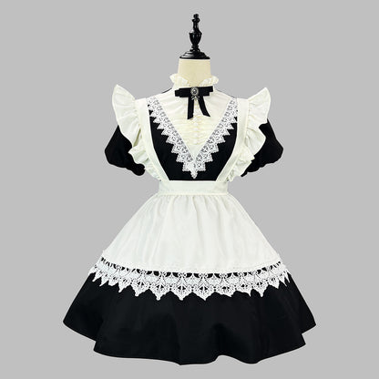 クラシカルノワール・ショートエプロンメイドドレス・ハロウィン・コスプレ(M/L/LL/3L/4L/5L/6L)