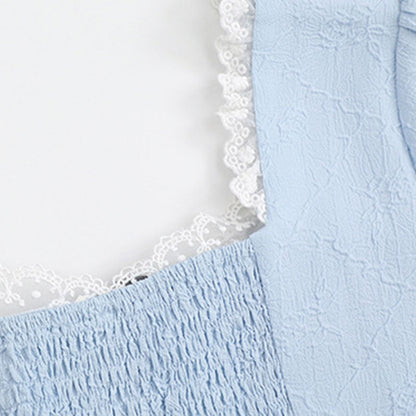 清楚ブルーのリボンレースロングワンピース(LL/3L/4L/5L/6L)