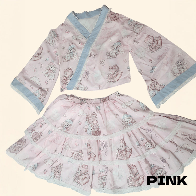 Pastel Dream Ribbon♡Plus Size Yukata Dress