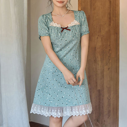 アンティーク花柄のレース重ねドーリーワンピース(LL/3L/4L/5L/6L)