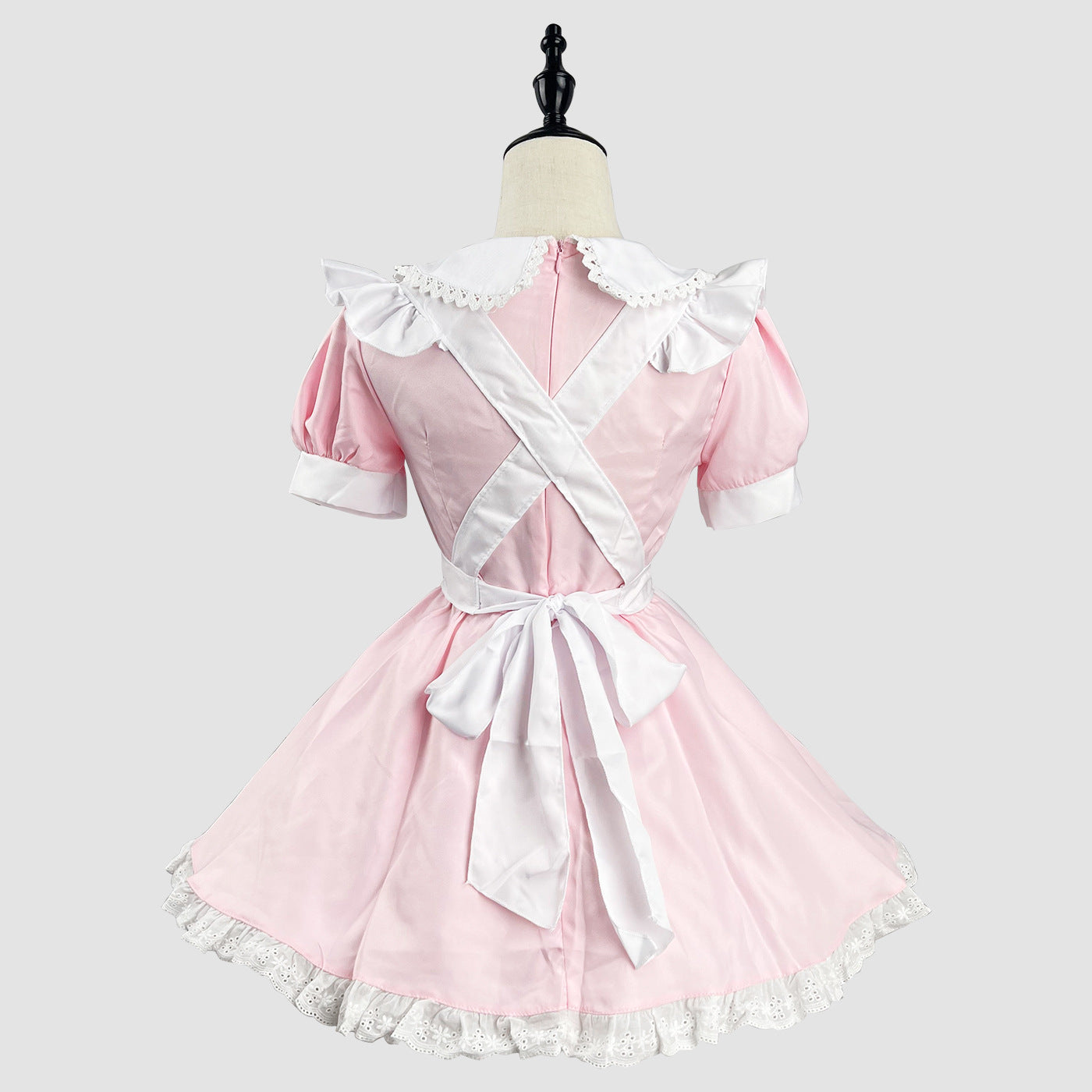 大きいサイズ レディース リボンのメイド服ピンクワンピ―ス (M/L/2L/3L/4L/5L/6L)/コスプレ/ハロウィン