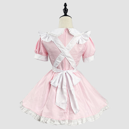 リボンのメイド服ピンクワンピ―ス (M/L/2L/3L/4L/5L/6L)/コスプレ/ハロウィン