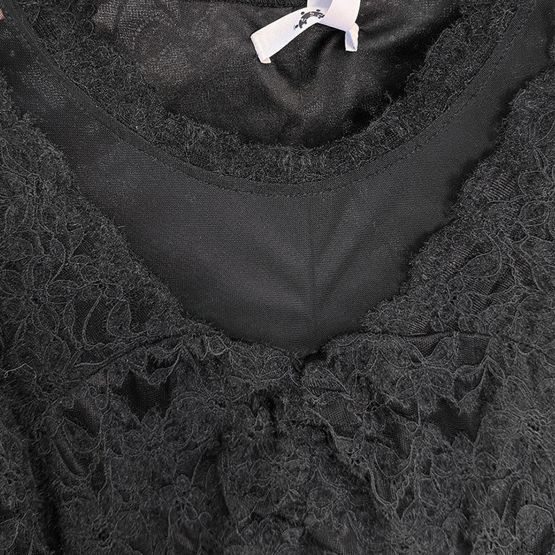 大きいサイズ レディース 黒レース・エレガントドレープワンピース(3L/4L/5L/6L/7L)