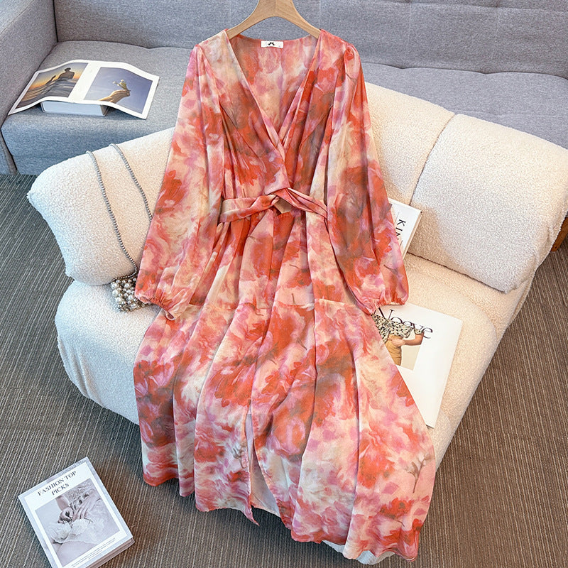 Flare Rose Art Chiffon Dress (3L/4L/5L/6L/7L)