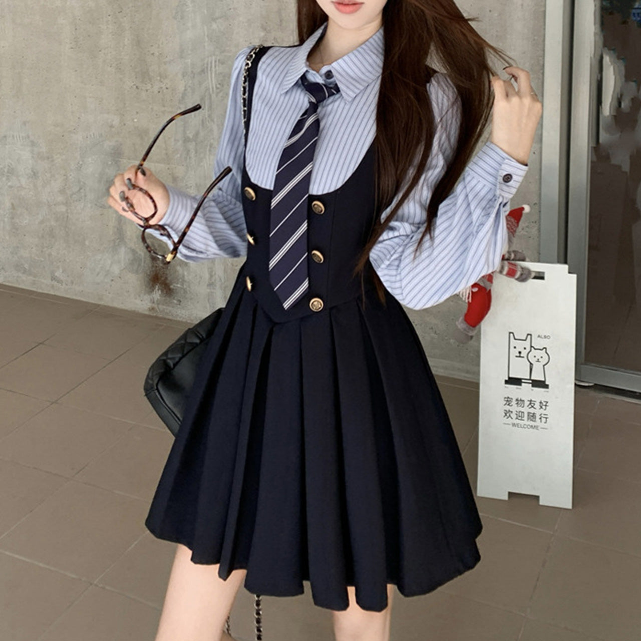 大きいサイズ レディース ノーブルスクール・ネイビージャケットワンピースセット(L/LL/3L/4L/5L)