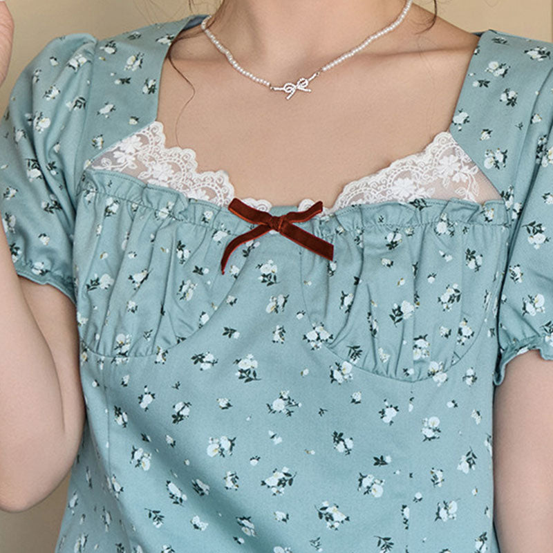 大きいサイズ レディース アンティーク花柄のレース重ねドーリーワンピース(LL/3L/4L/5L/6L)