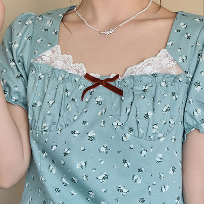 アンティーク花柄のレース重ねドーリーワンピース(LL/3L/4L/5L/6L)