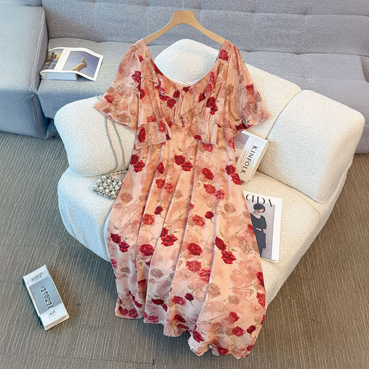 ブラッシュローズ・エアリーフレアワンピース(3L/4L/5L/6L/7L)