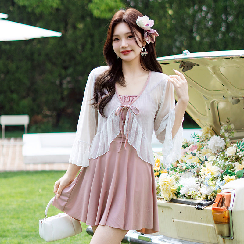 大きいサイズ レディース シフォンフェアリーボレロ付水着スイムウェア(LL/3L/4L/5L/6L)