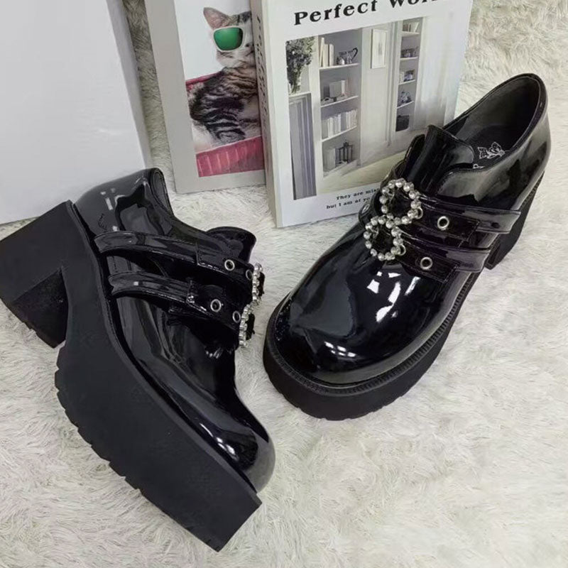 大きいサイズ レディース [Orders accepted up to 28.5cm] ■ Circle Ring Landmine Platform Shoes