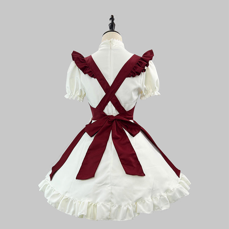 ハートリボンのスイートレッドメイド服(M/L/LL/3L/4L/5L/6L)/コスプレ/ハロウィン