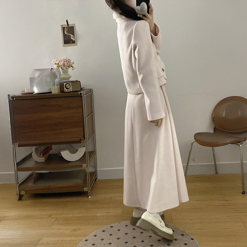 シュガーミルク・ファーカラーフレアセットアップ(L/LL/3L/4L/5L)