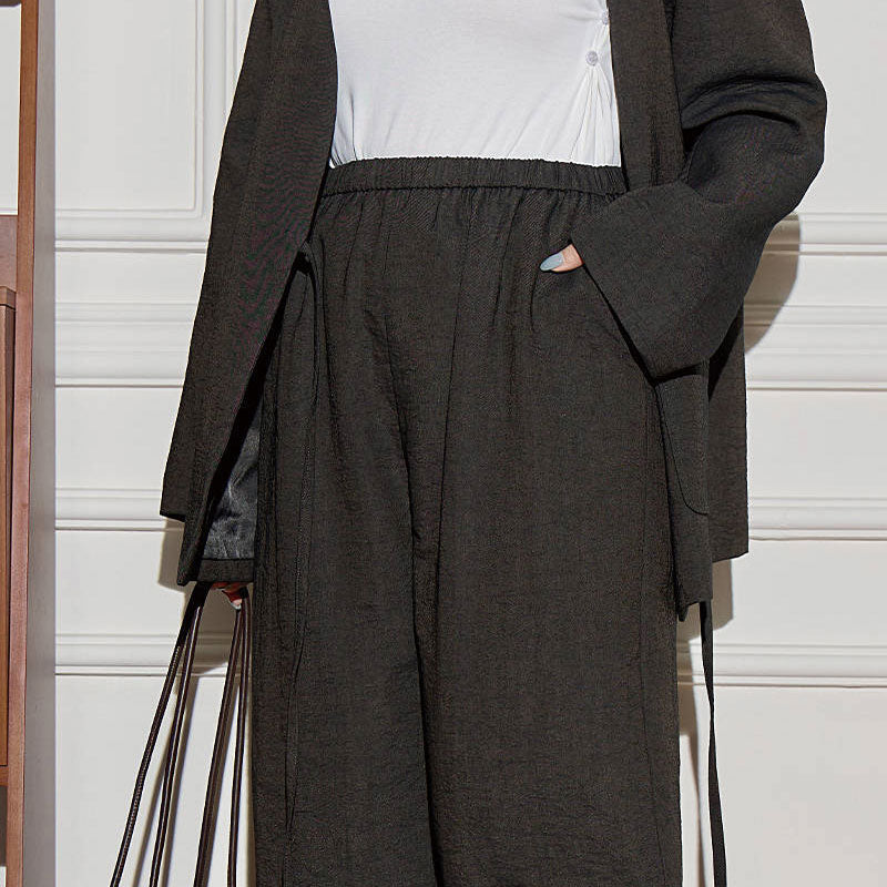 大きいサイズ レディース 抜け感ノーカラーのゆる美シルエットスーツセット(LL/3L/4L/5L/6L)