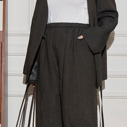 抜け感ノーカラーのゆる美シルエットスーツセット(LL/3L/4L/5L/6L)