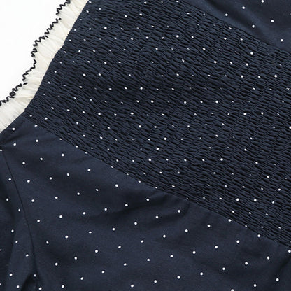 ブラックドットのふんわり華奢見えリボンオフショルブラウス(LL/3L/4L/5L/6L)