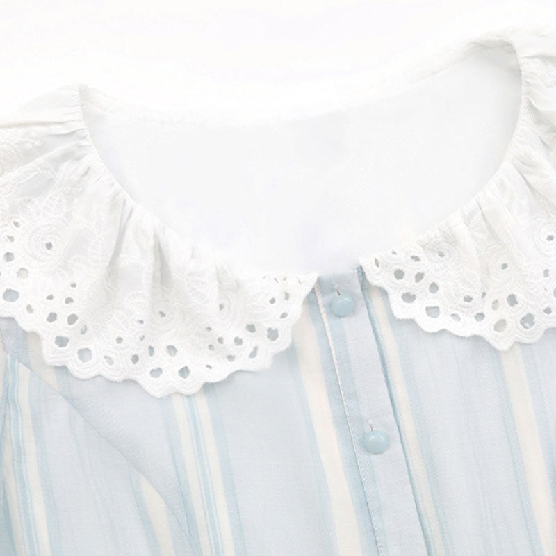 大きいサイズ レディース 淡色ストライプの軽やかレディセットアップ(LL/3L/4L/5L/6L)