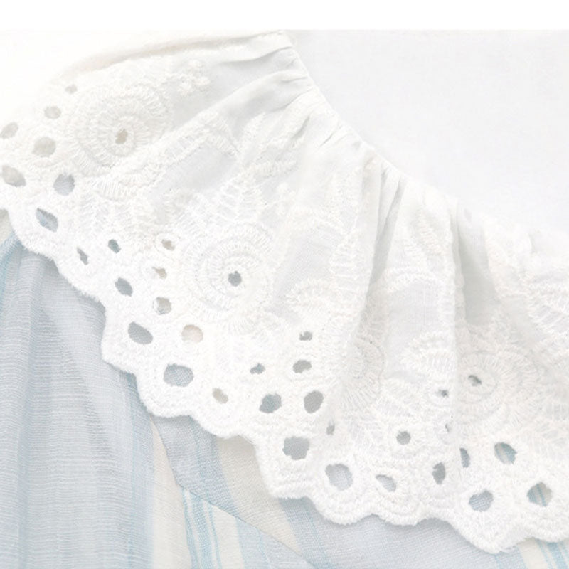 大きいサイズ レディース 淡色ストライプの軽やかレディセットアップ(LL/3L/4L/5L/6L)