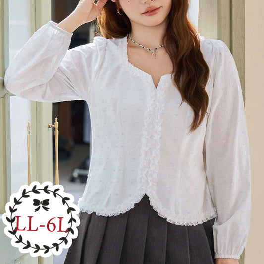 やさしげ小花のレースナチュラルブラウス(LL/3L/4L/5L/6L)
