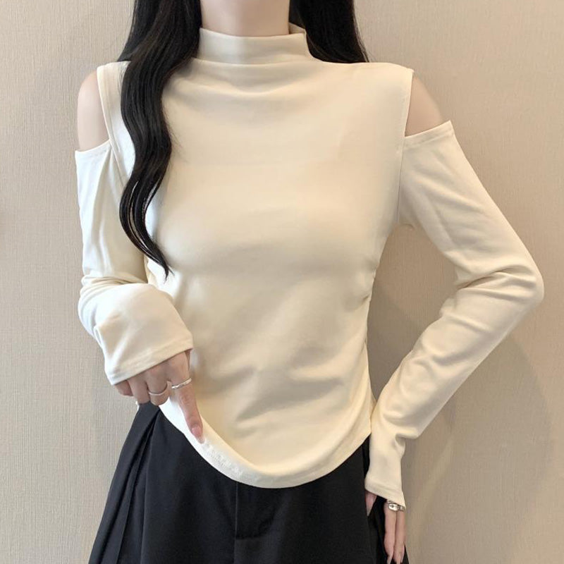 ショルダーリリース・モックネックカットソー(L/LL/3L/4L/5L)