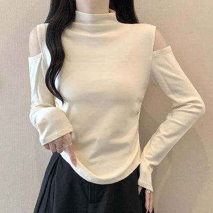 ショルダーリリース・モックネックカットソー(L/LL/3L/4L/5L)