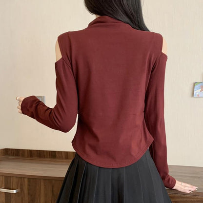 ショルダーリリース・モックネックカットソー(L/LL/3L/4L/5L)