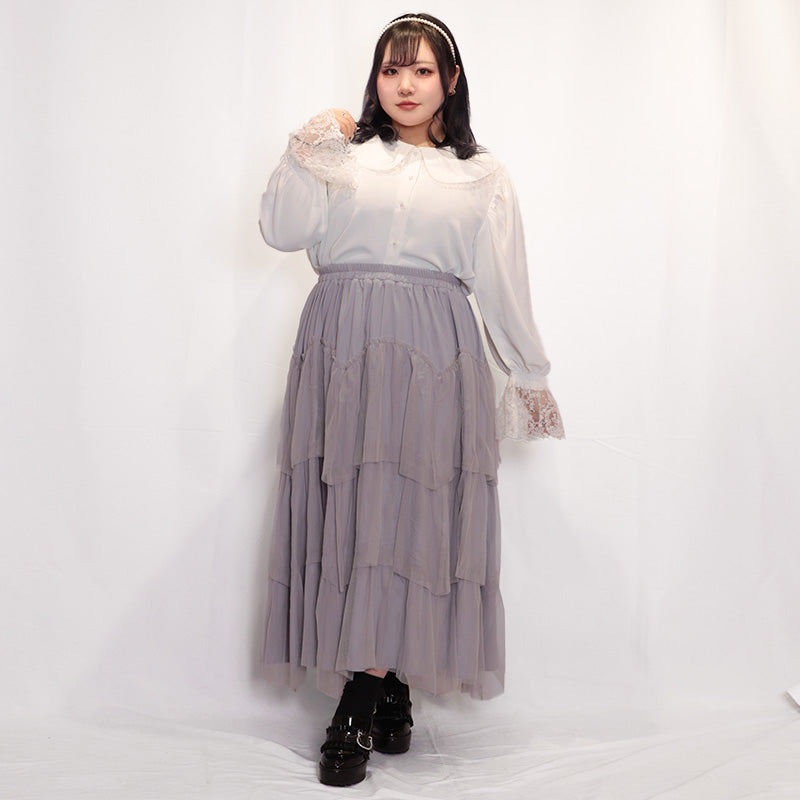 ティアードチュールロングスカート（3L～5L相当)/Taberunosky（タベルノスキー）