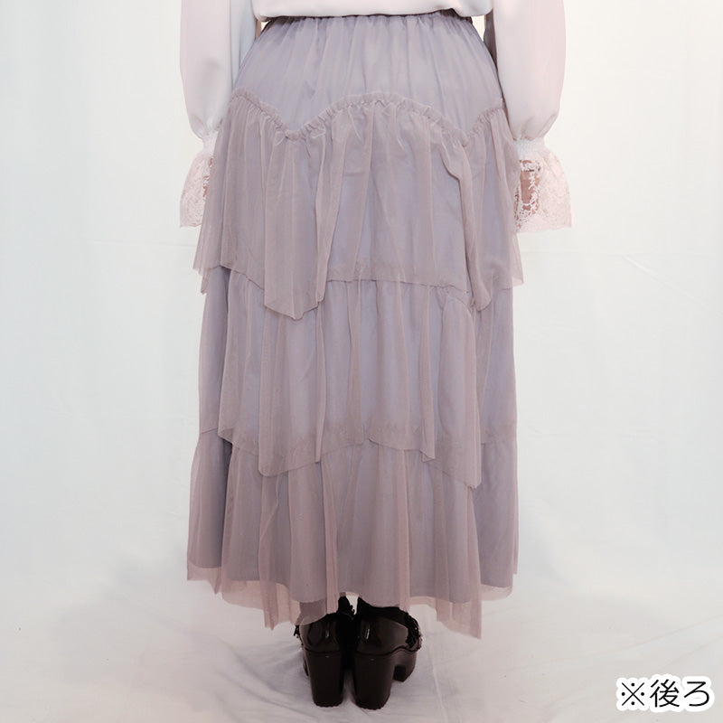 ティアードチュールロングスカート（3L～5L相当)/Taberunosky（タベルノスキー）
