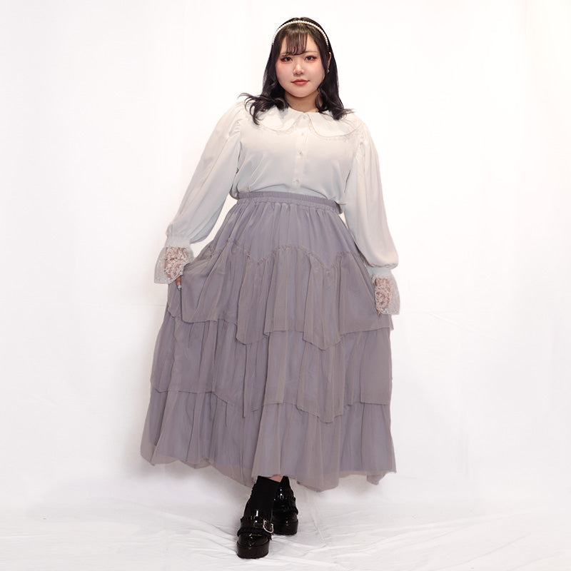 ティアードチュールロングスカート（3L～5L相当)/Taberunosky（タベルノスキー）