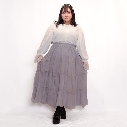 ティアードチュールロングスカート（3L～5L相当)/Taberunosky（タベルノスキー）