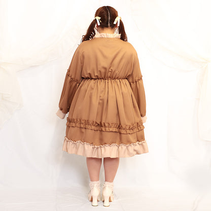 [Pre-order] Bear Lolita Long Sleeve Dress (One Size Fits 4L-6L) / Taberunosky
