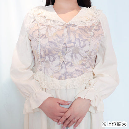 白桃ミルクの花影ロングワンピース(3L/4L/5L)