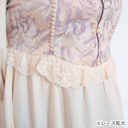 白桃ミルクの花影ロングワンピース(3L/4L/5L)