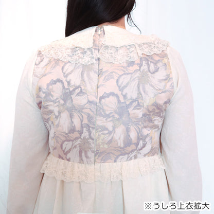 白桃ミルクの花影ロングワンピース(3L/4L/5L)