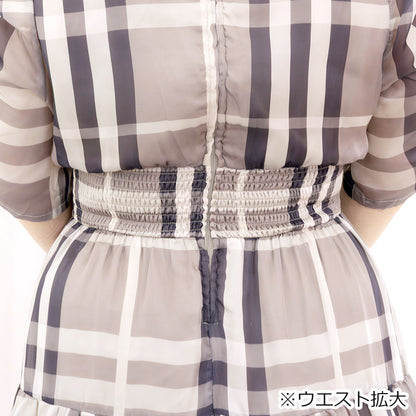 パルファムチェック・ワンピース　グレー（3L/4L/5L/6L）/Taberunosky（タベルノスキー）