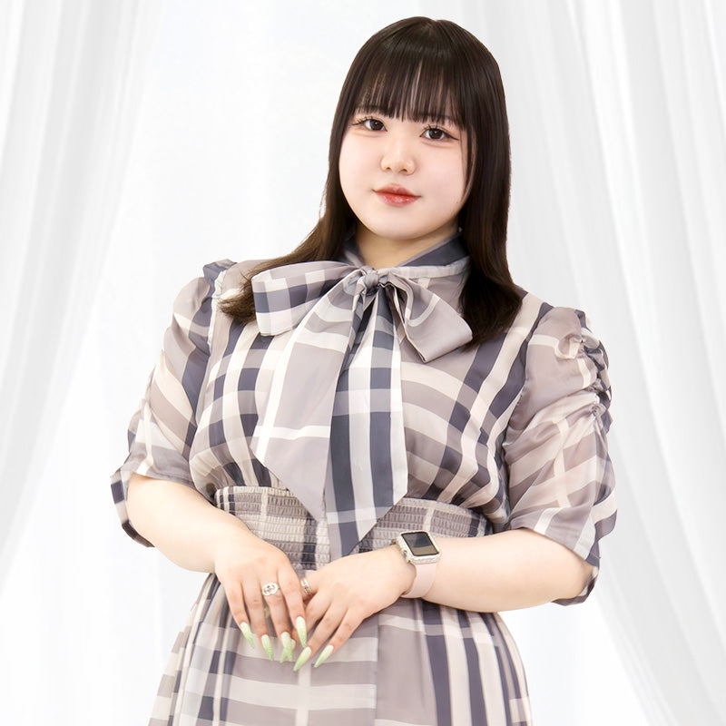 パルファムチェック・ワンピース　グレー（3L/4L/5L/6L）/Taberunosky（タベルノスキー）