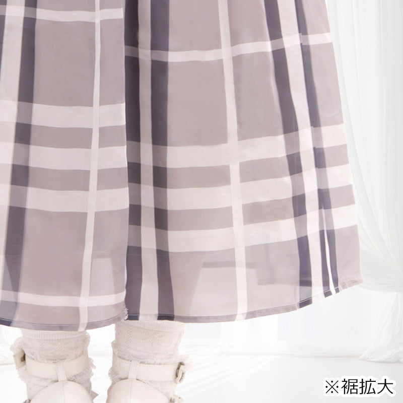 パルファムチェック・ワンピース　グレー（3L/4L/5L/6L）/Taberunosky（タベルノスキー）