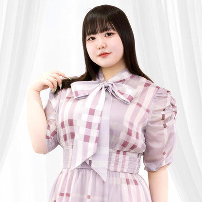 パルファムチェック・ワンピース　ピンク（3L/4L/5L/6L）/Taberunosky（タベルノスキー）