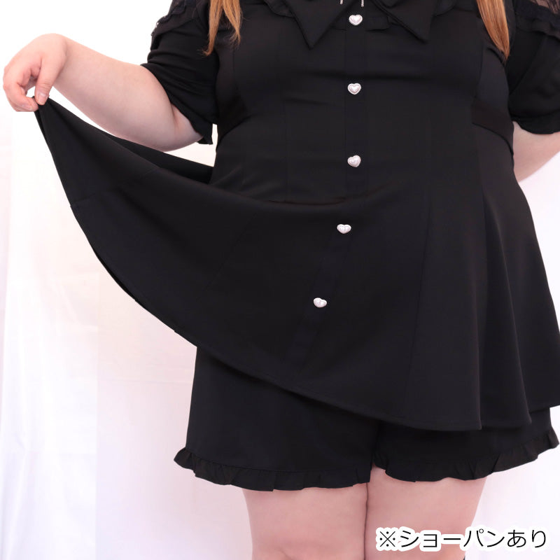 大きいサイズ レディース｜黒猫ビッグリボンの半袖地雷ブラック