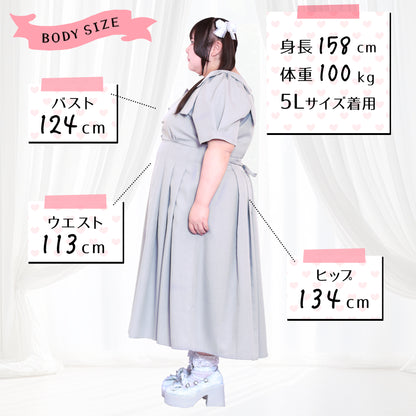 Sugar Blue Bonbon Ribbon Dress (3L/4L/5L/6L) / Taberunosky