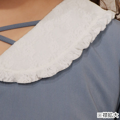 Blue mini dress with lace collar (one size fits 3L-4L-5L) / Taberunosky