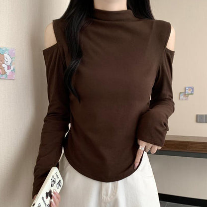 ショルダーリリース・モックネックカットソー(L/LL/3L/4L/5L)