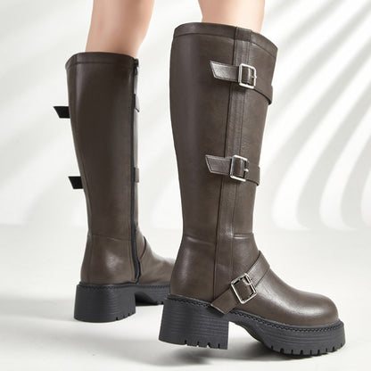 【ふくらはぎゆったり】ブラウンスモーク・ワイドエンジニアブーツ(ふくらはぎ大きいサイズ)