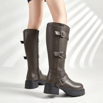 【ふくらはぎゆったり】ブラウンスモーク・ワイドエンジニアブーツ(ふくらはぎ大きいサイズ)